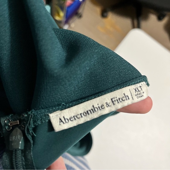 Abercrombie & Fitch Long Sleeve O-Ring Dress Emerald Green XLT XL Tall P1 - Picture 4 of 7